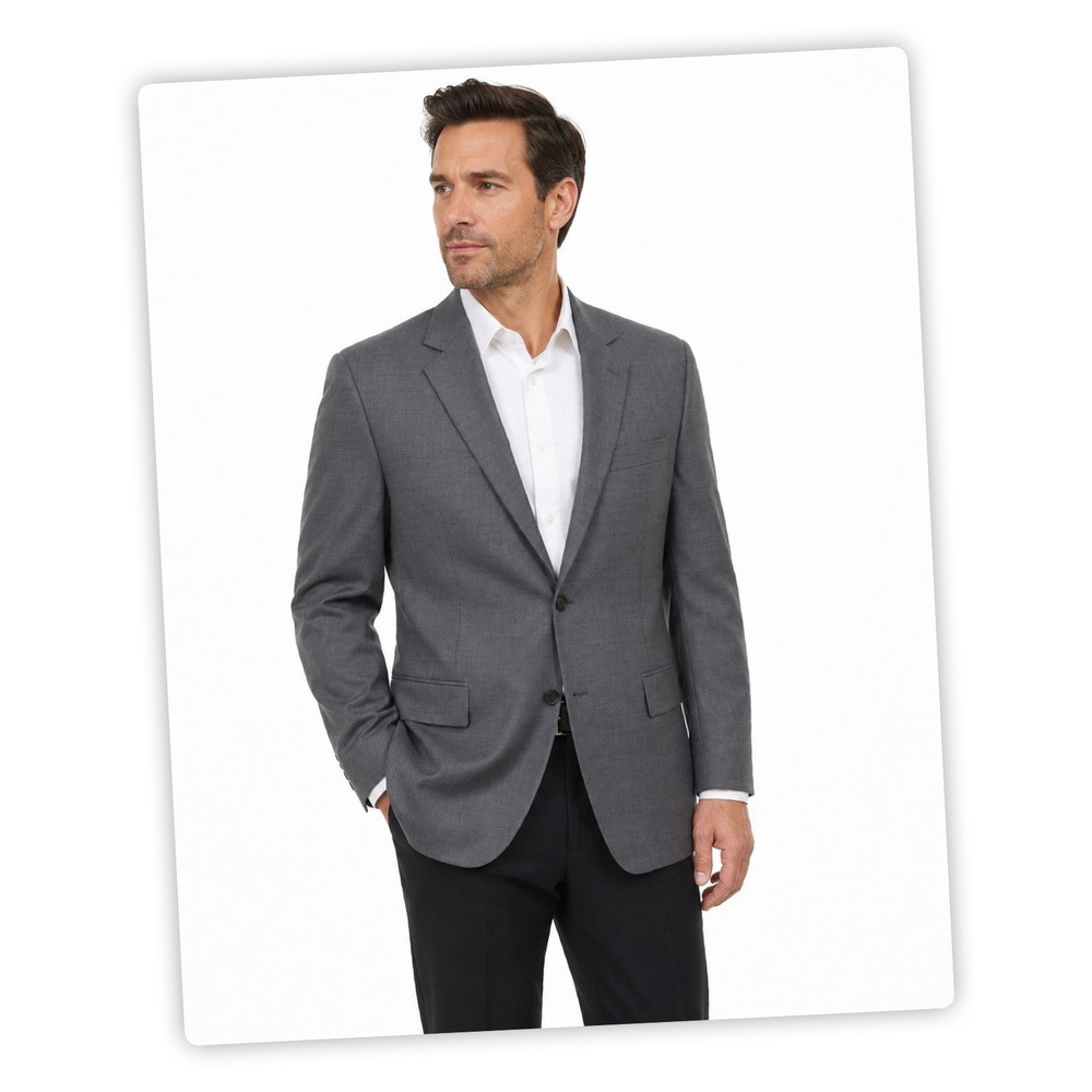 Etienne Aigner 42S Gray 100% Wool Sport Coat Blazer Made in Poland